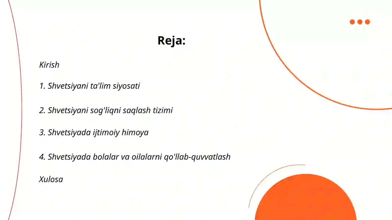 SHVETSIYANI IJTIMOIY SIYOSATI 2