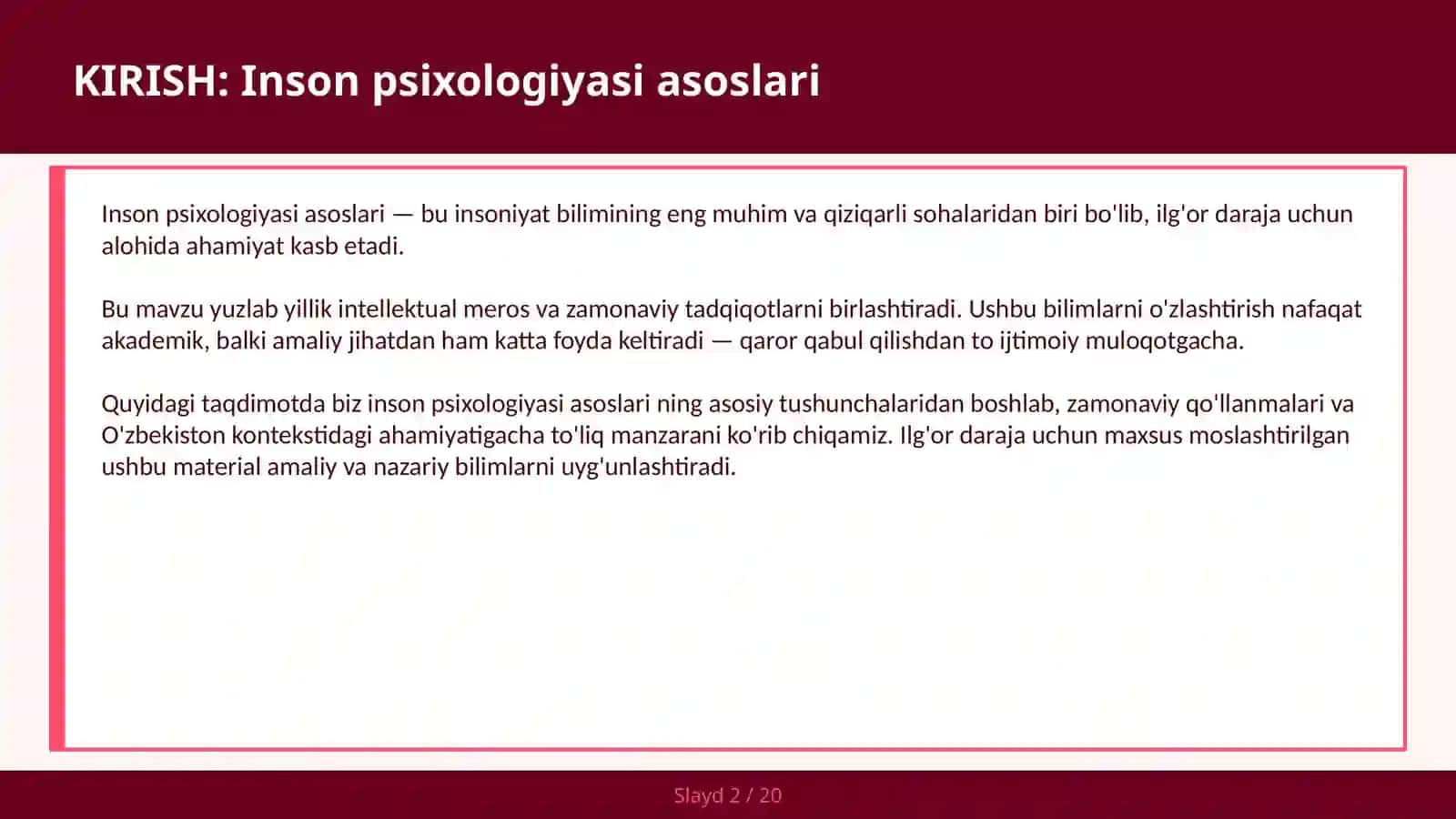 INSON PSIXOLOGIYASI ASOSLARI 2