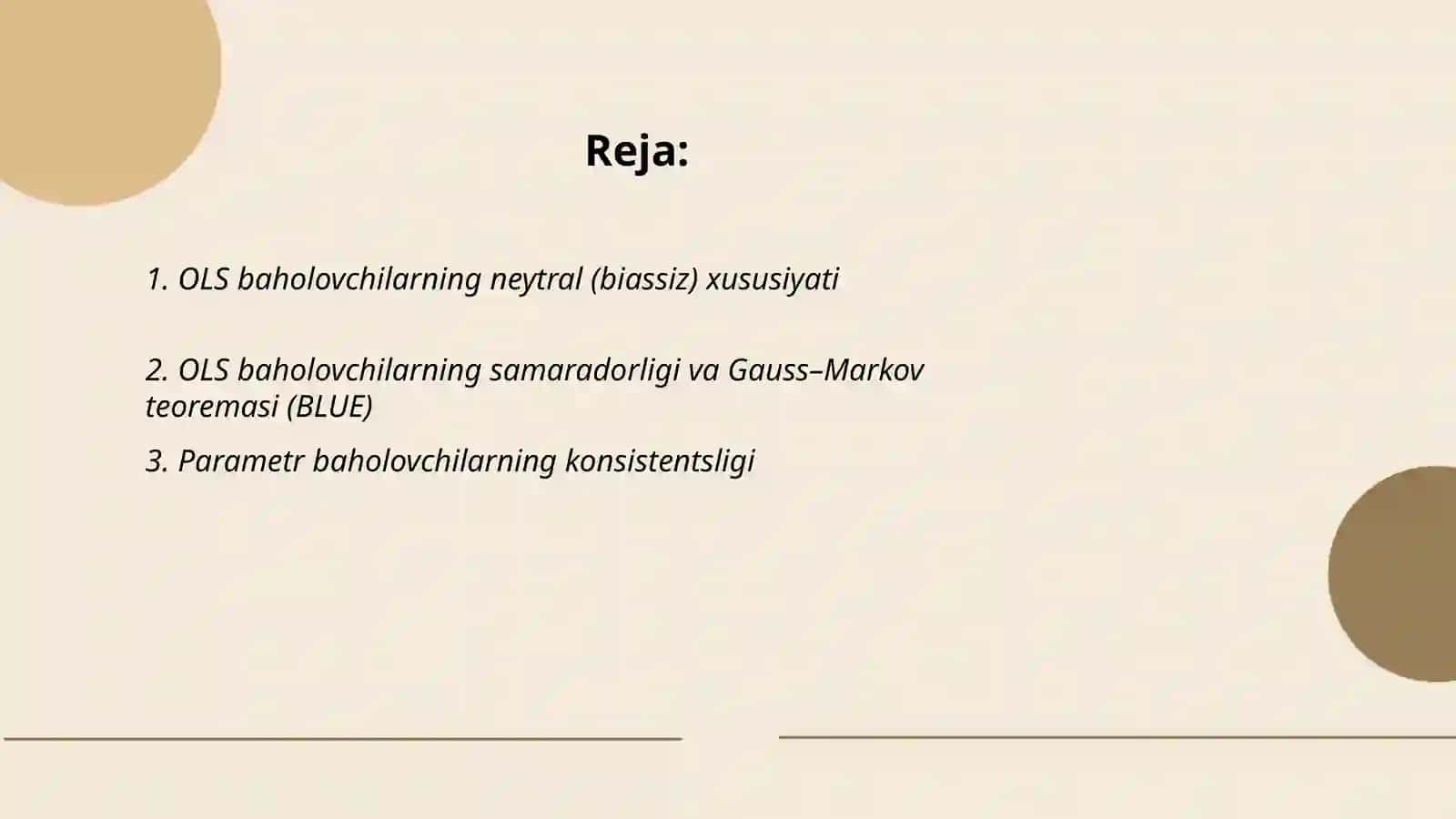 Ko'p omilli regressiya tenglamaning parametrlarini baxolashning xususiyatlari 2