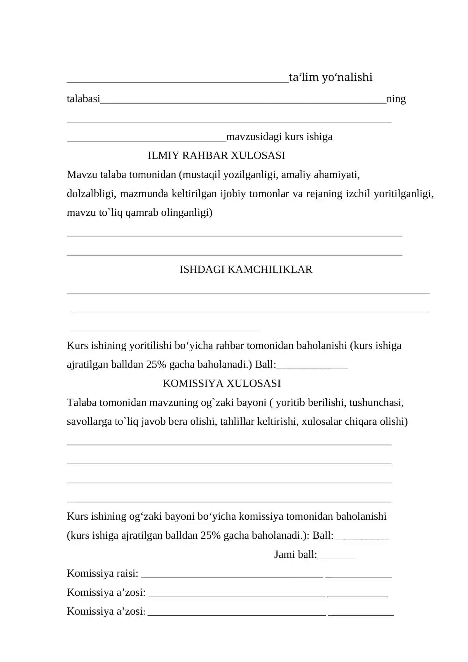 Algebra - "Butun sonlar halqasida bo‘linish munosabatlari" mavzusidagi KURS ISHI 2
