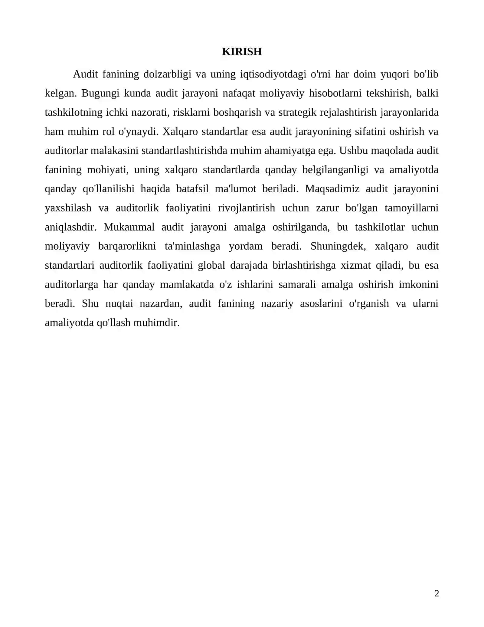 Audit fanining mohiyati va xalqaro standartlari 2