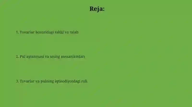 Iqtisodiyotda tovar va pullar 2