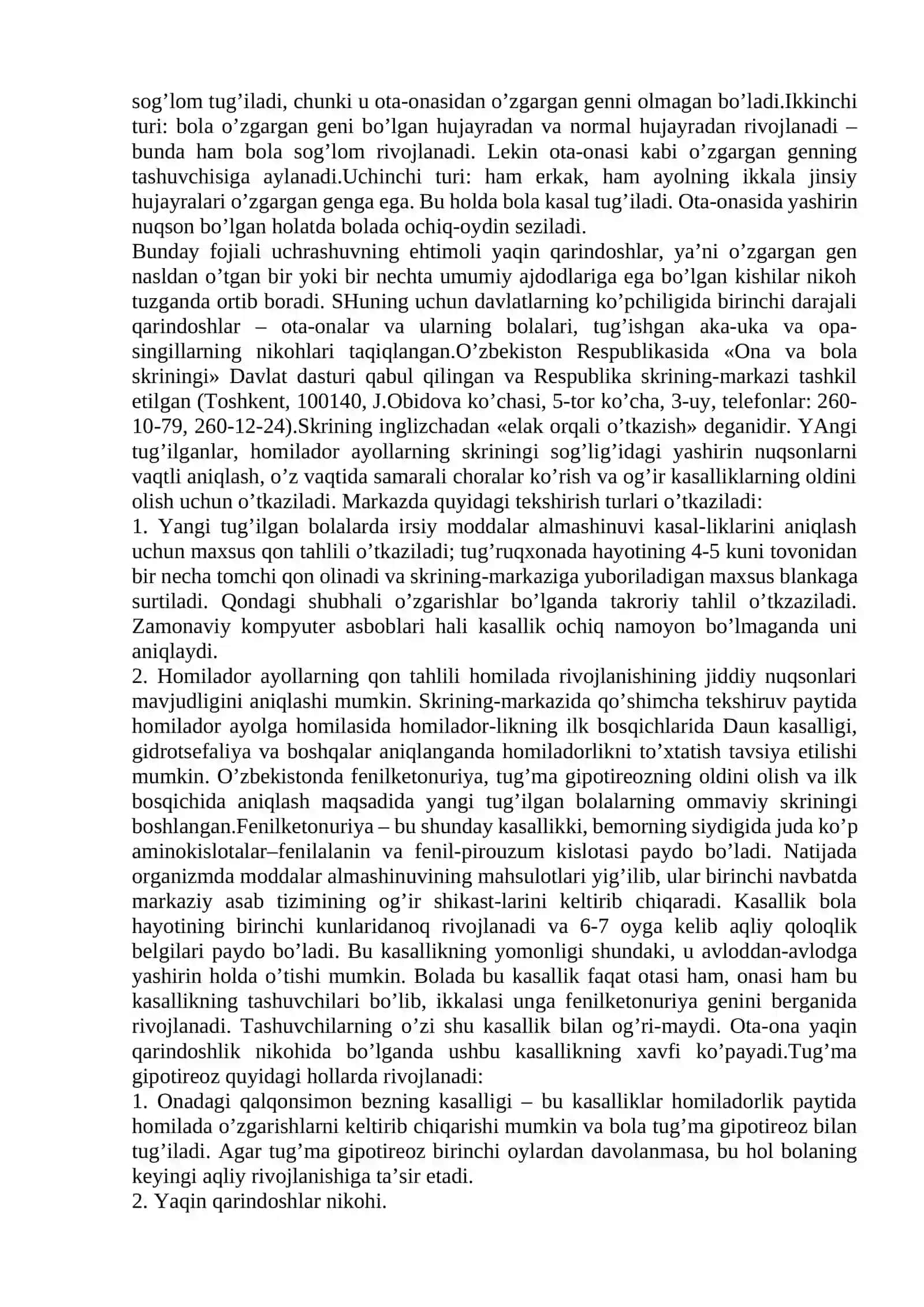 Yaqin qarindоshlar оrasidagi nikоh va nоgirоn bоla tug’ilishi va uni оldini оlish. Doun sindromi 2