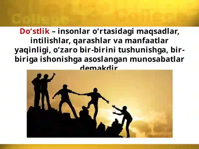 Do`stlik, muhabbat, vafovasadoqatyuksakaxloqningnamoyonbo`lishi 2