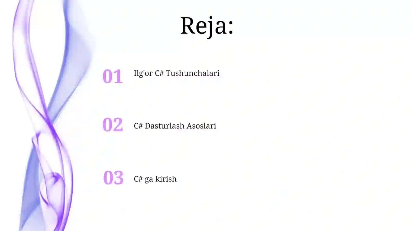 C# DASTURLASH TILI 2