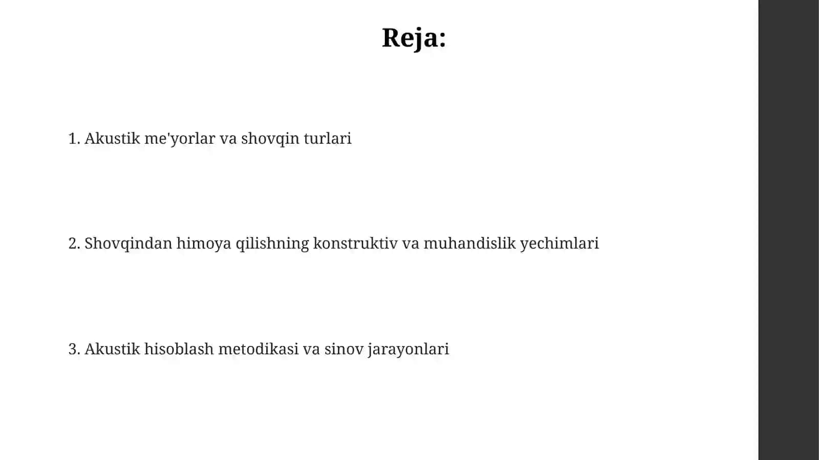 Akustik me'yorlar va shovqin turlari 2