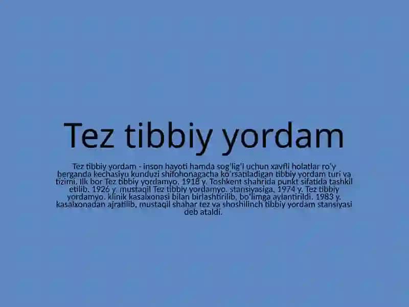 Tez tibbiy yordam 2
