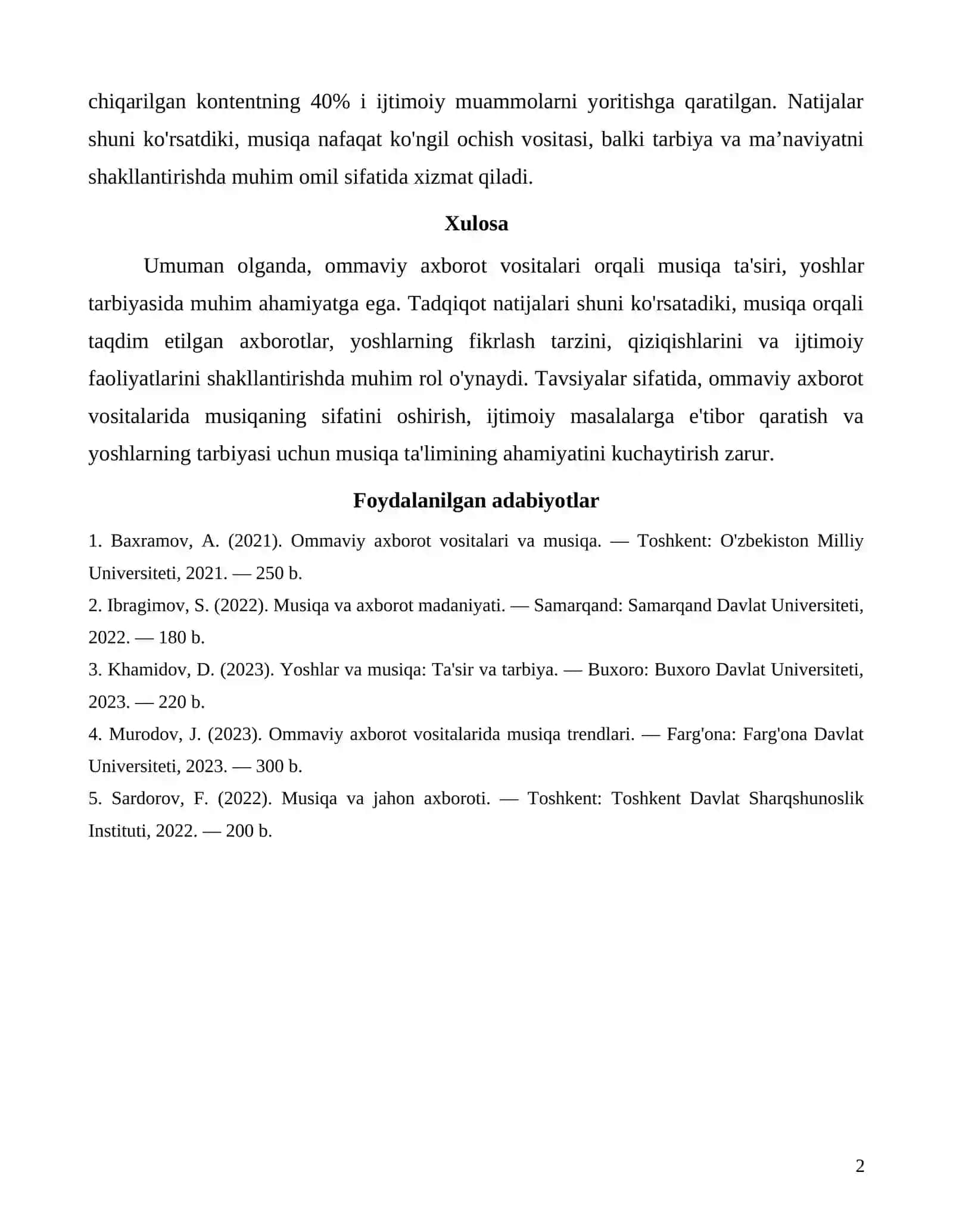Ommaviy axborot vositalari orqali musiqa: ta’sir, tarbiya va trendlar 2