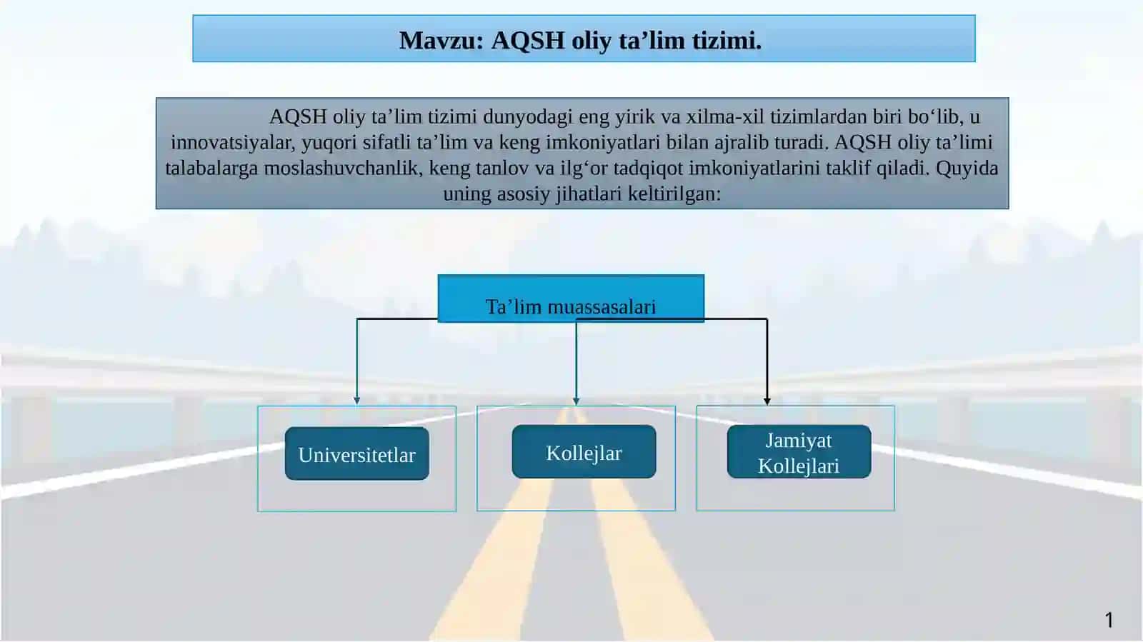 AQSH oliy ta'lim tizimi 2