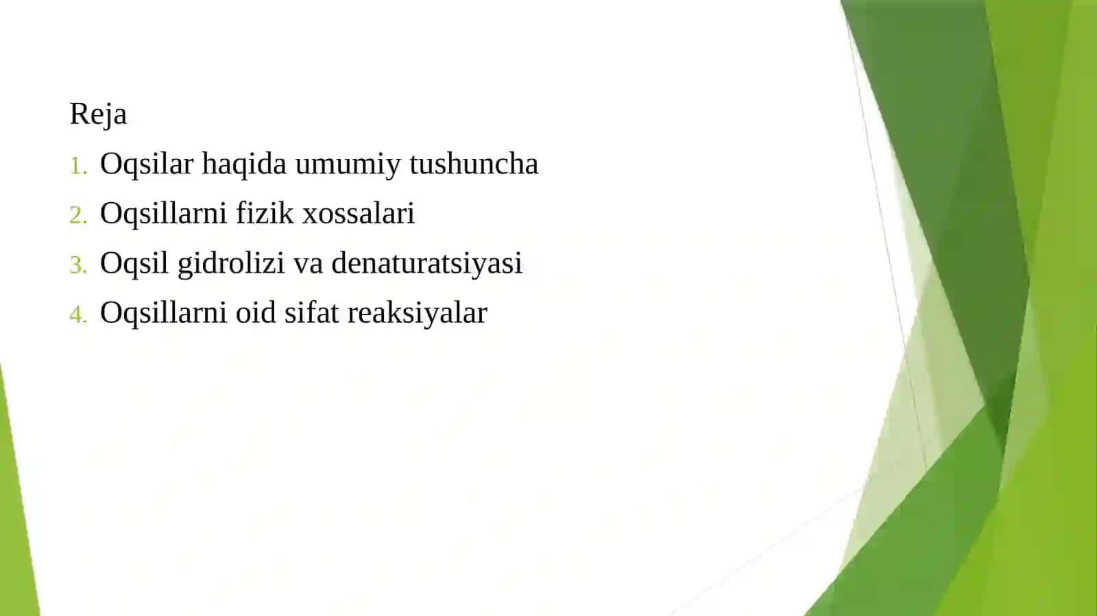 Oqsillarning fizik-kimyoviy xossalari 2