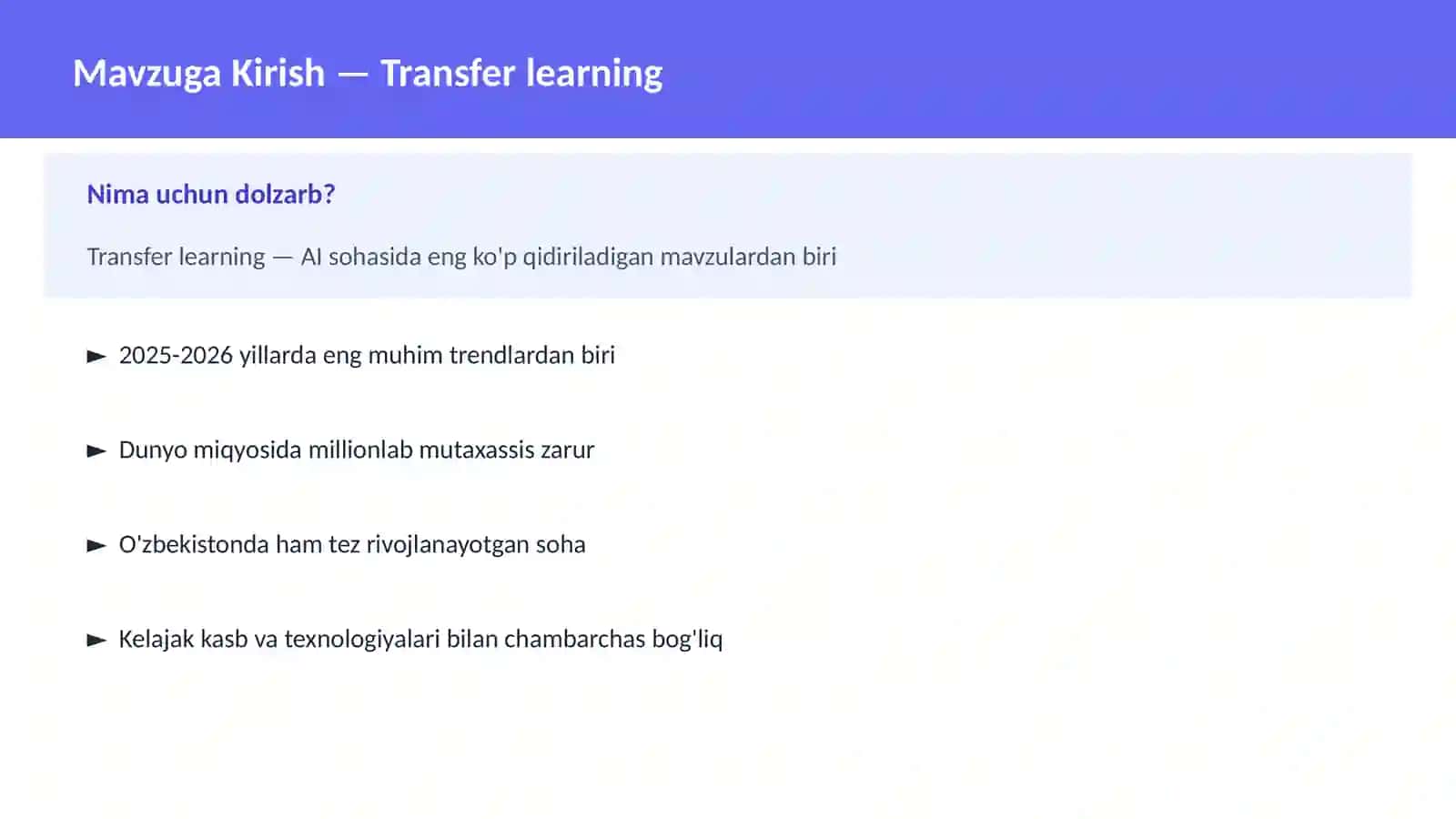 Transfer learning 2