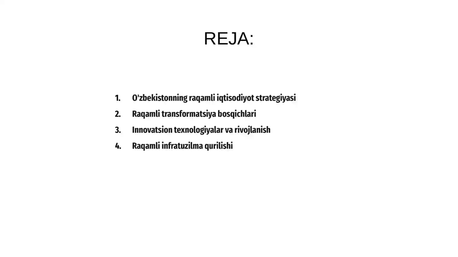 O'zbekistoning raqamli iqtisodiyot strategiyasi va loyihalari 2