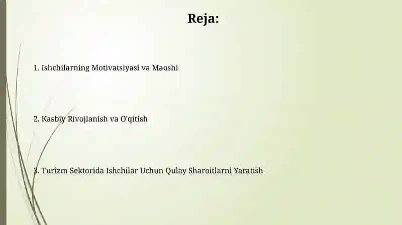 Turizm sohasida xodimlar uchun shart-sharoit yaratish 2