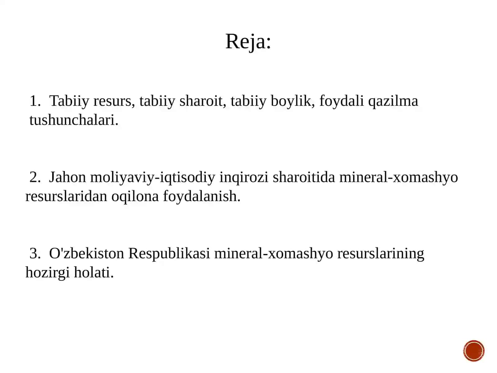 Tabiiy resurslar va ularning hududiy taraqqiyot doirasida tutgan o'rni 2