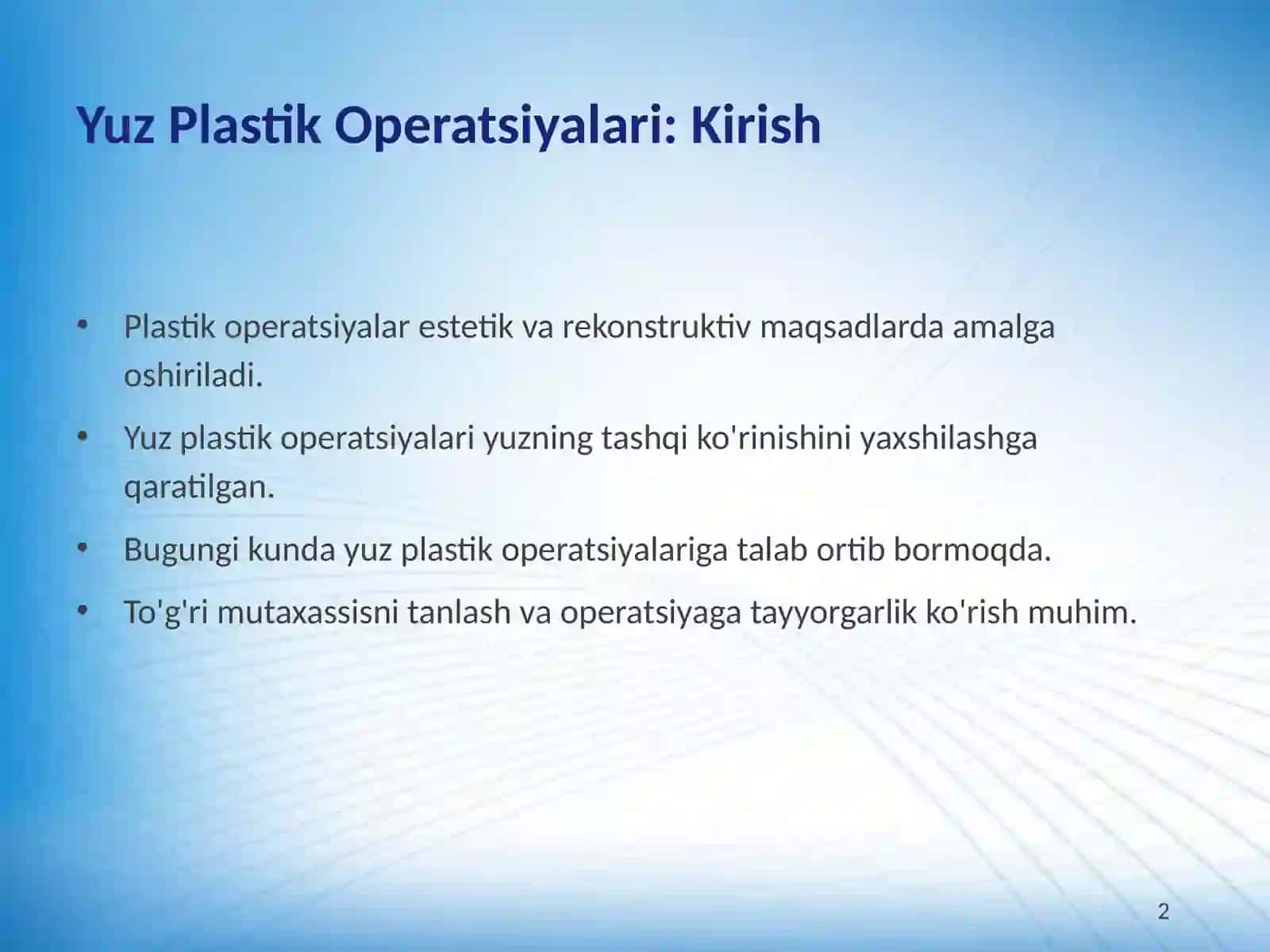 Yuz Plastik Operatsiyalarining Xususiyatlari va Muhim Jihatlari 2