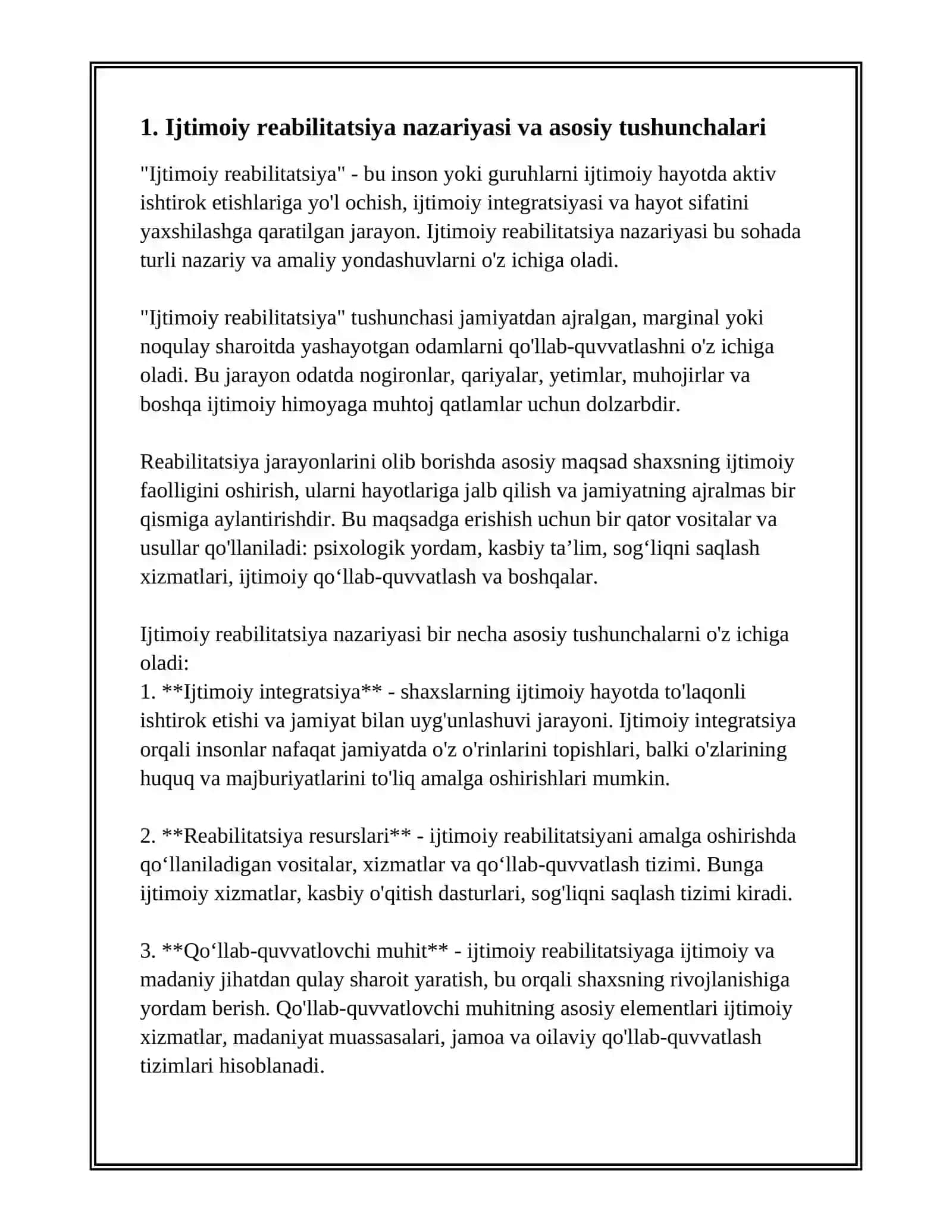 MUSTAQIL ISH - IJTIMOIY REBILITATSIYA 2