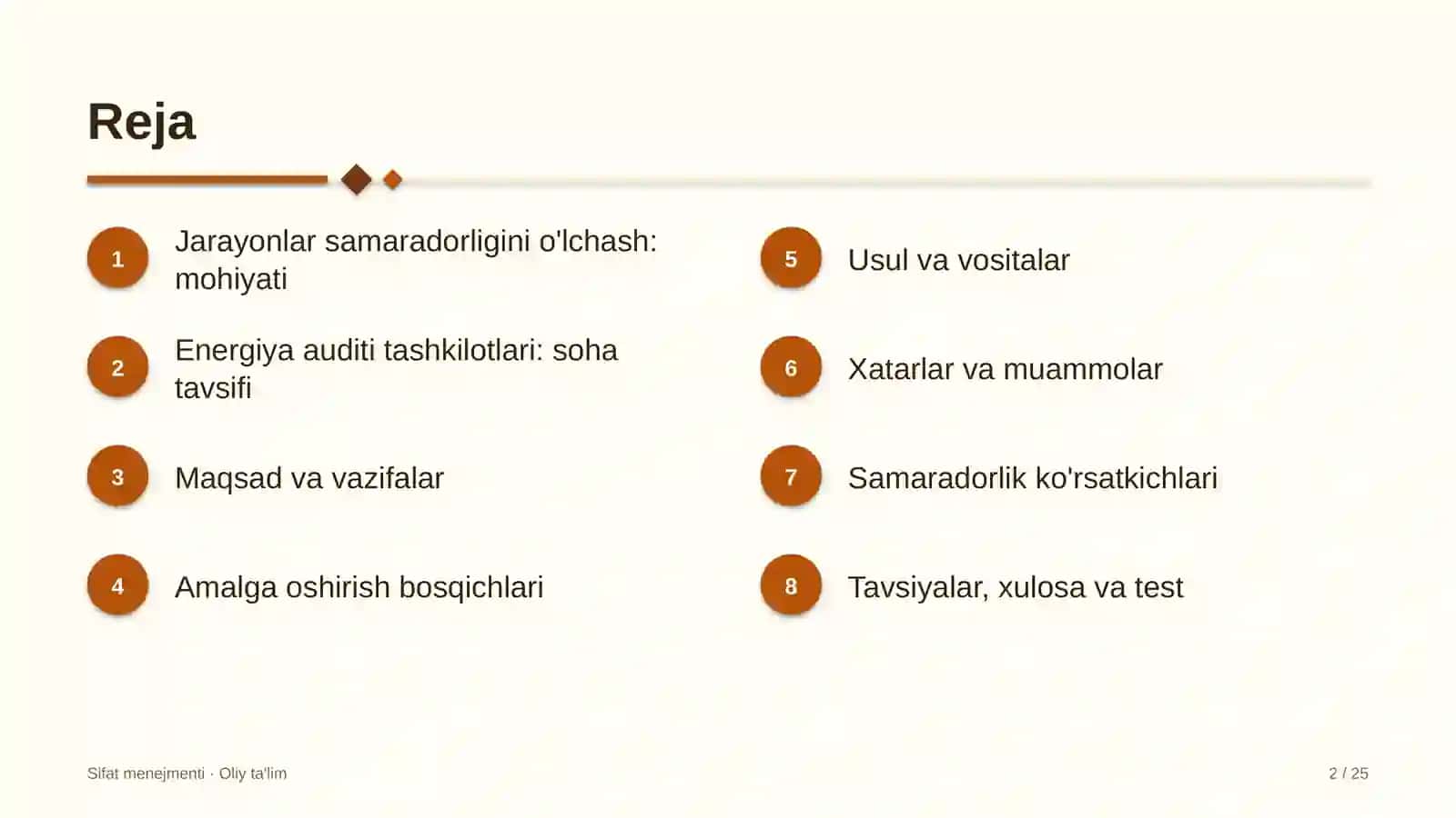 Energiya auditi tashkilotlarida jarayonlar samaradorligini o'lchash 2