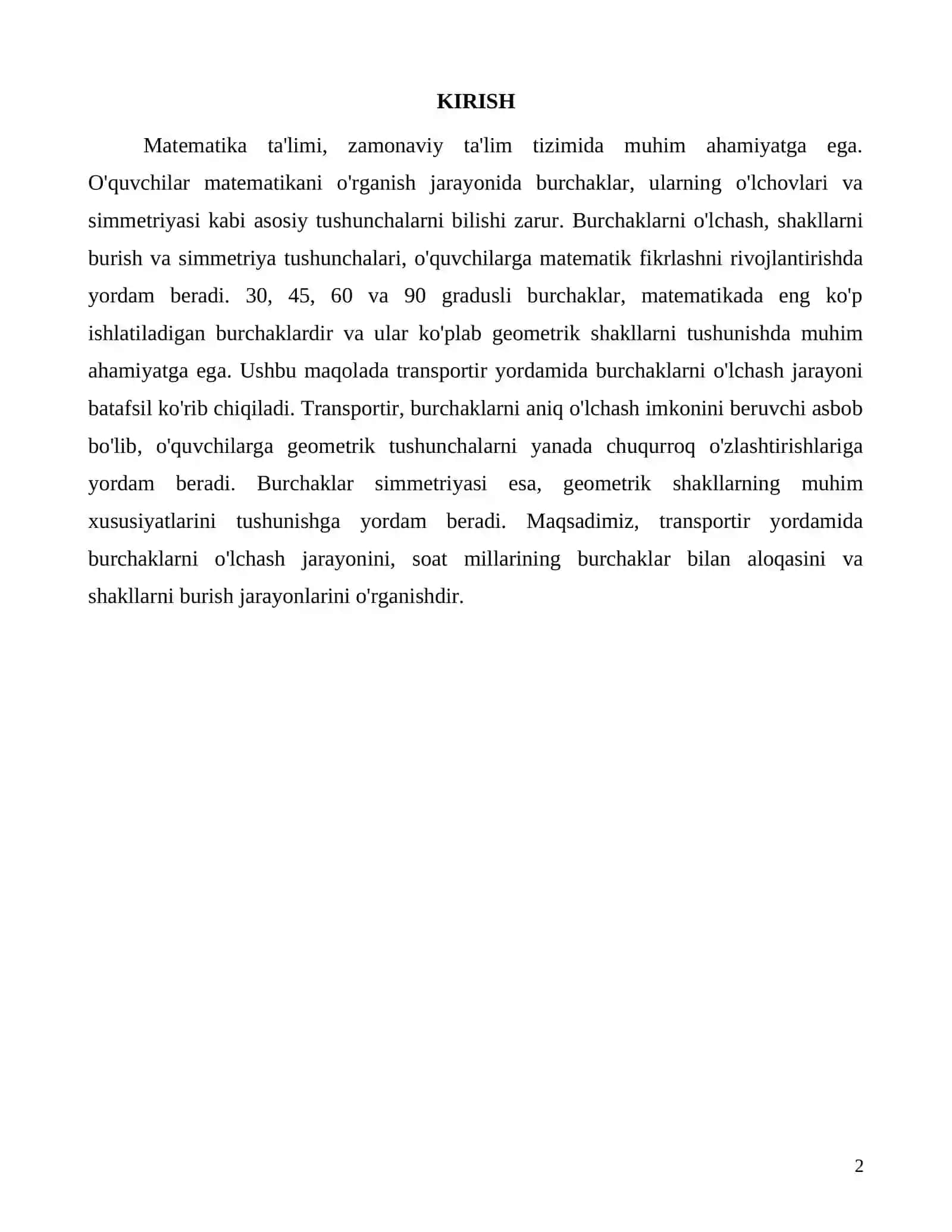 30, 45, 60, 90 gradusli burchaklarni transportir yordamida oʻlchash 2