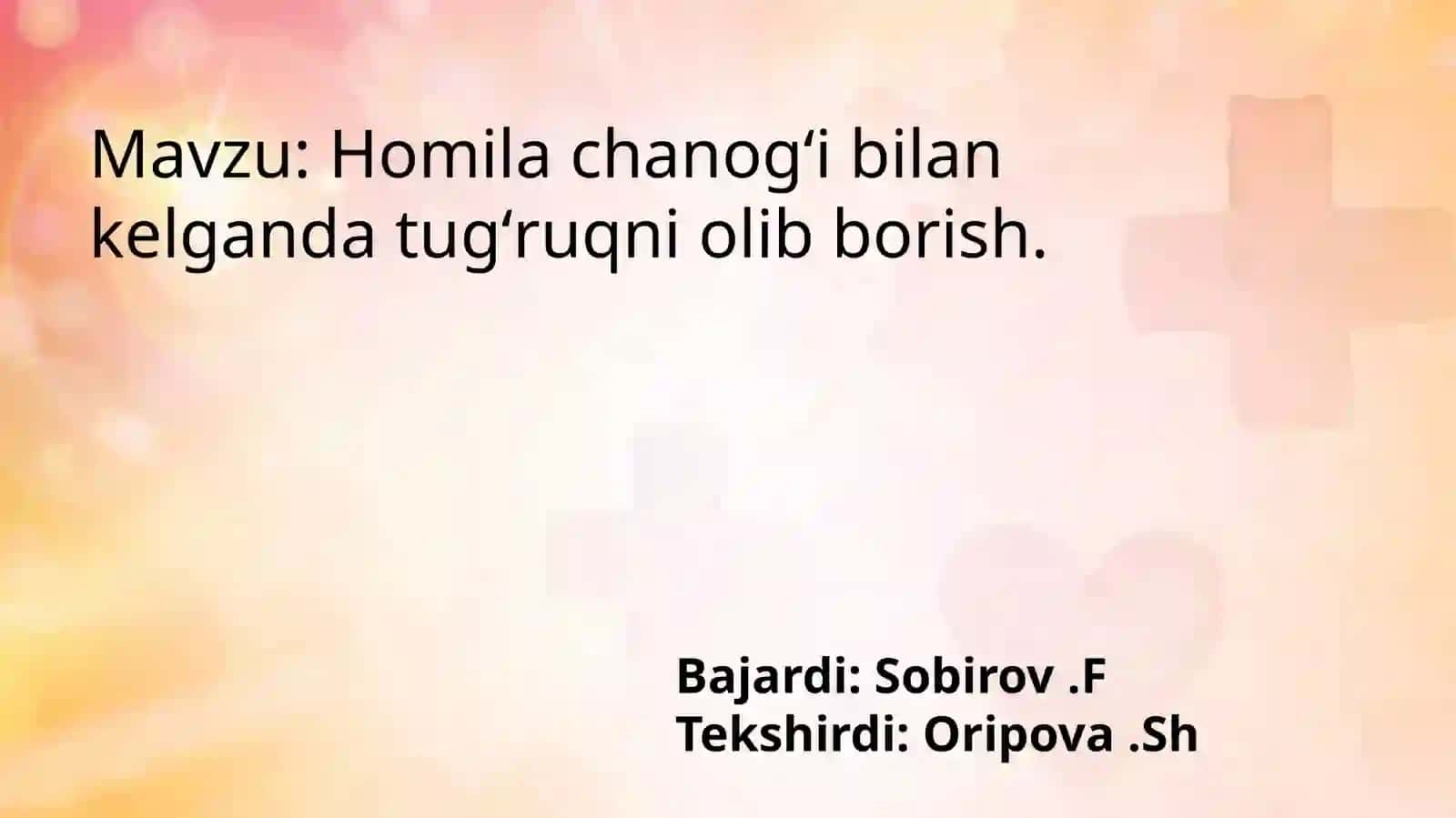 Homilaning chanoq bilan kelishi 2