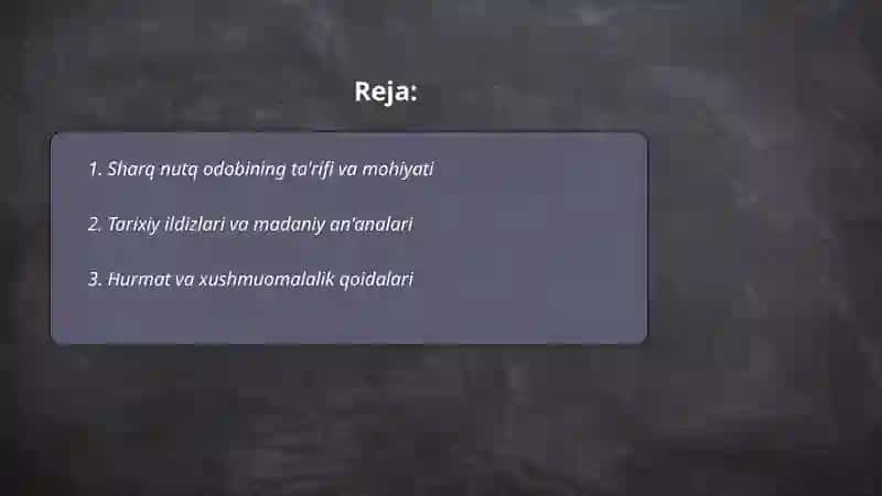 Sharq nutq odobi haqida 2