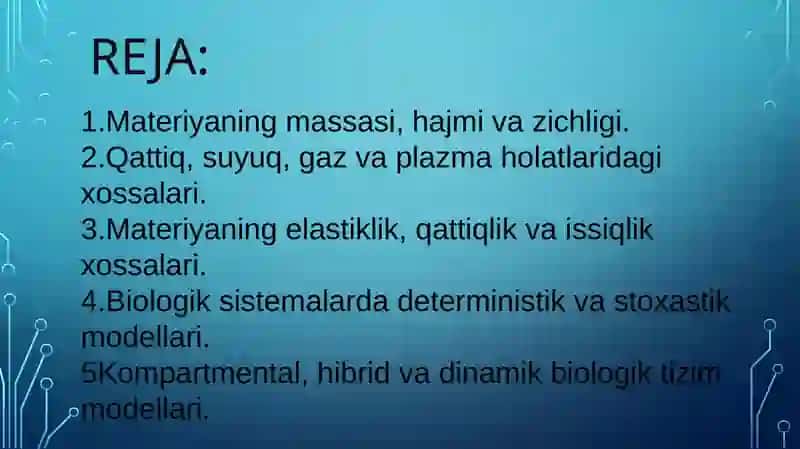 Materiyaning asosiy fizika viy xossalari va uning turli agregat holatlarida gixusiyatlar 2