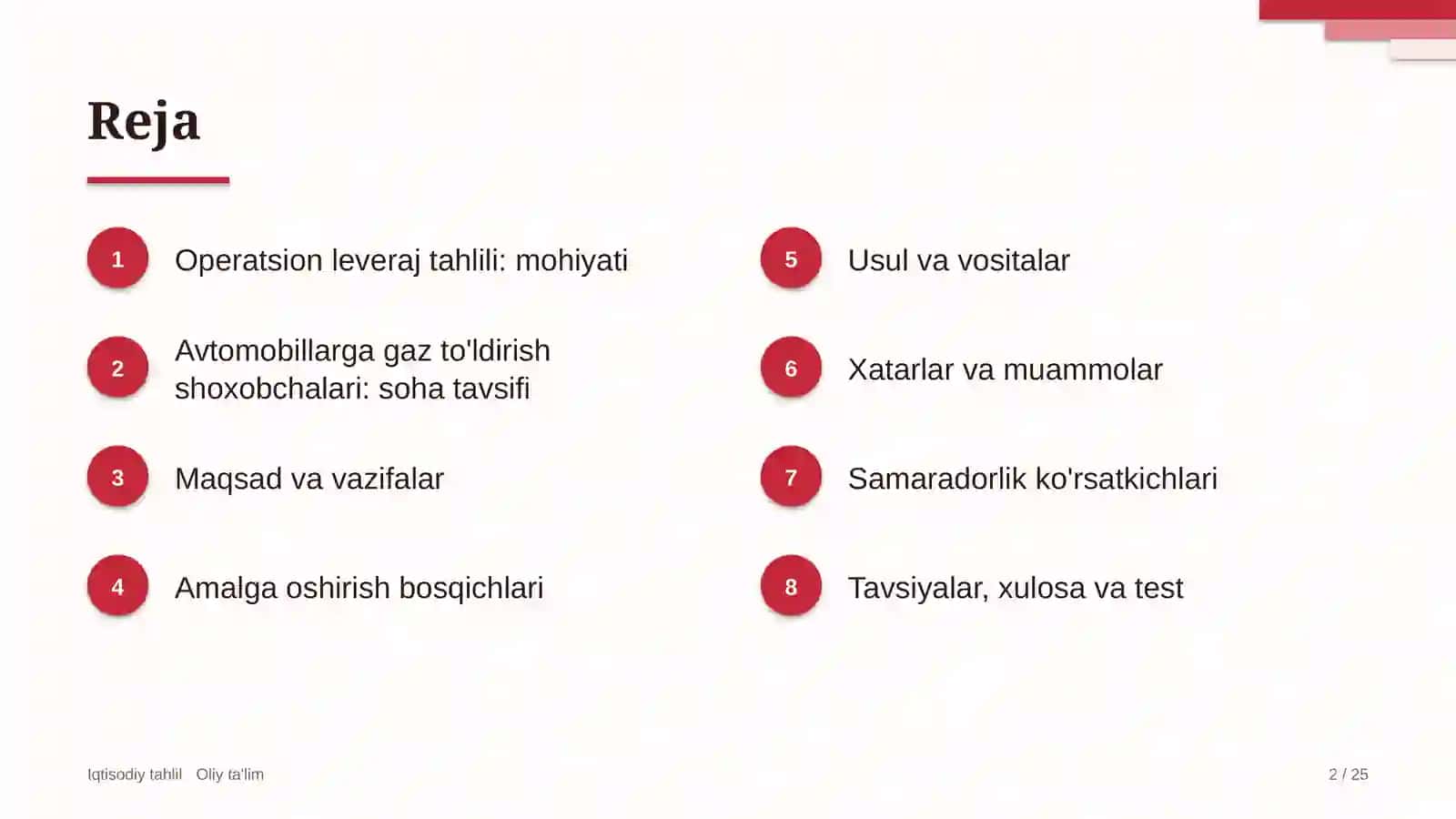 avtomobillarga gaz to'ldirish shoxobchalarida operatsion leveraj tahlili 8520 2