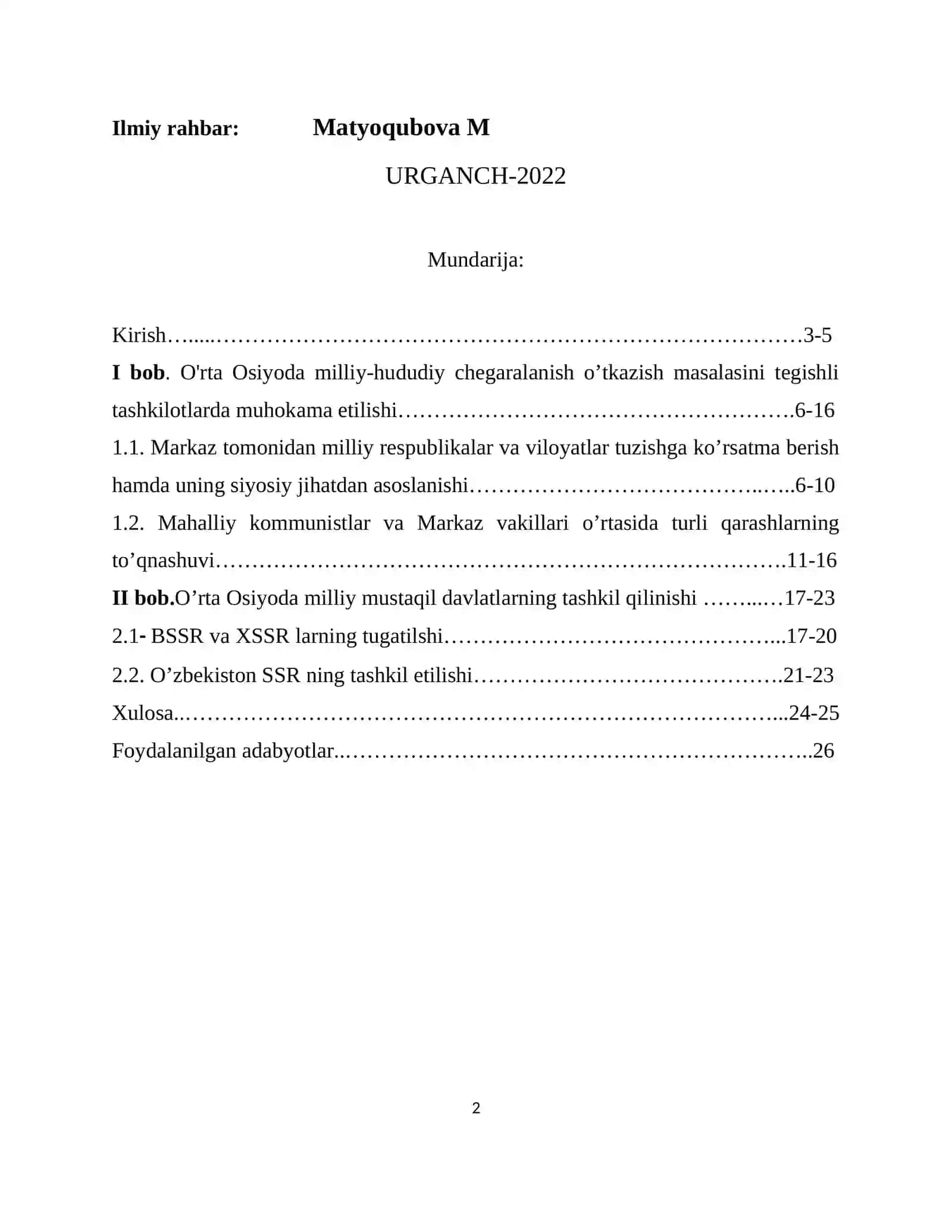 O’rta Osiyoda milliy-hududiy chegaralanishning o’tkazilishi maqsad va mohiyati 2