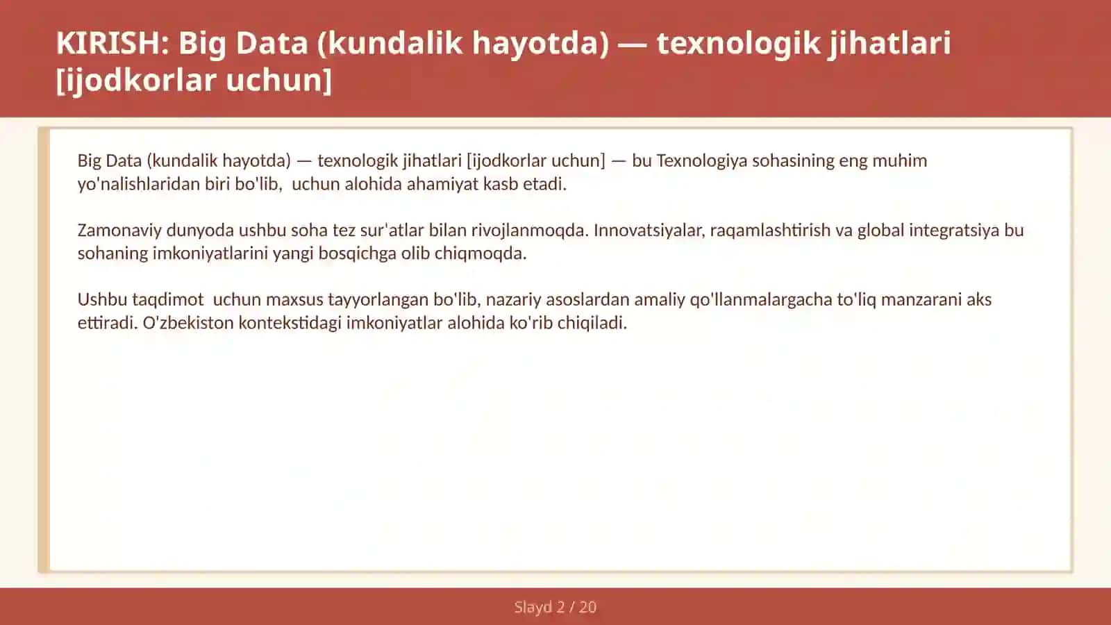 Big Data (kundalik hayotda) — texnologik jihatlari [ijodkorlar uchun] 2