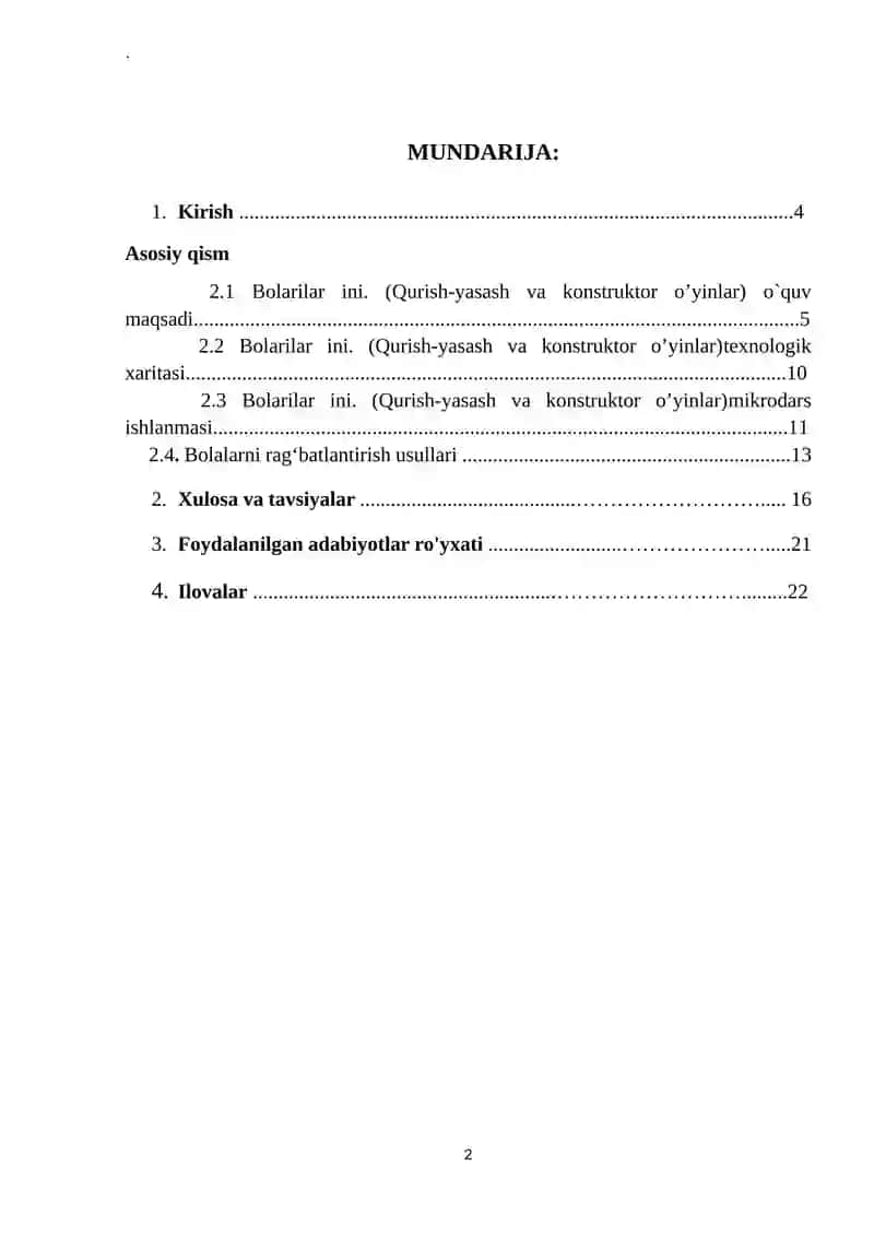 Bolarilar ini. (Qurish-yasash va konstruktor oʼyinlar) 2