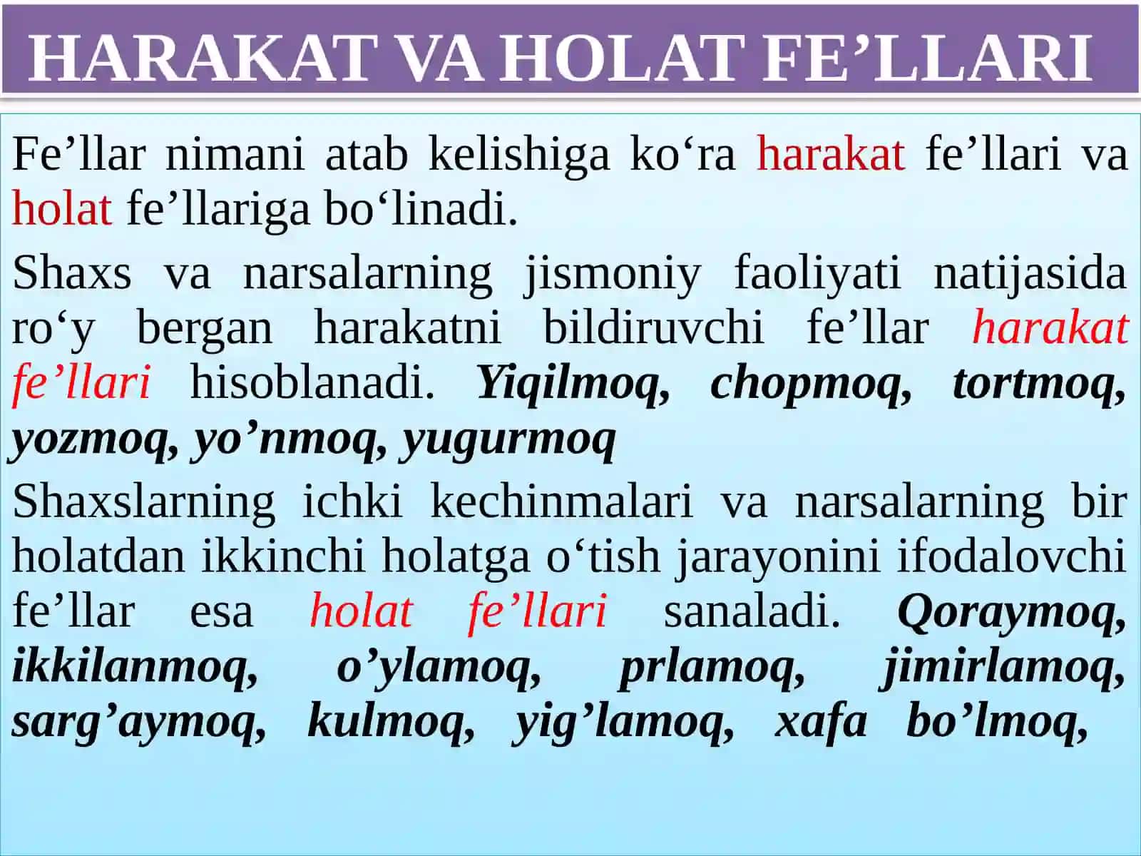 DARS. FE’L SO’Z TURUKMI 2