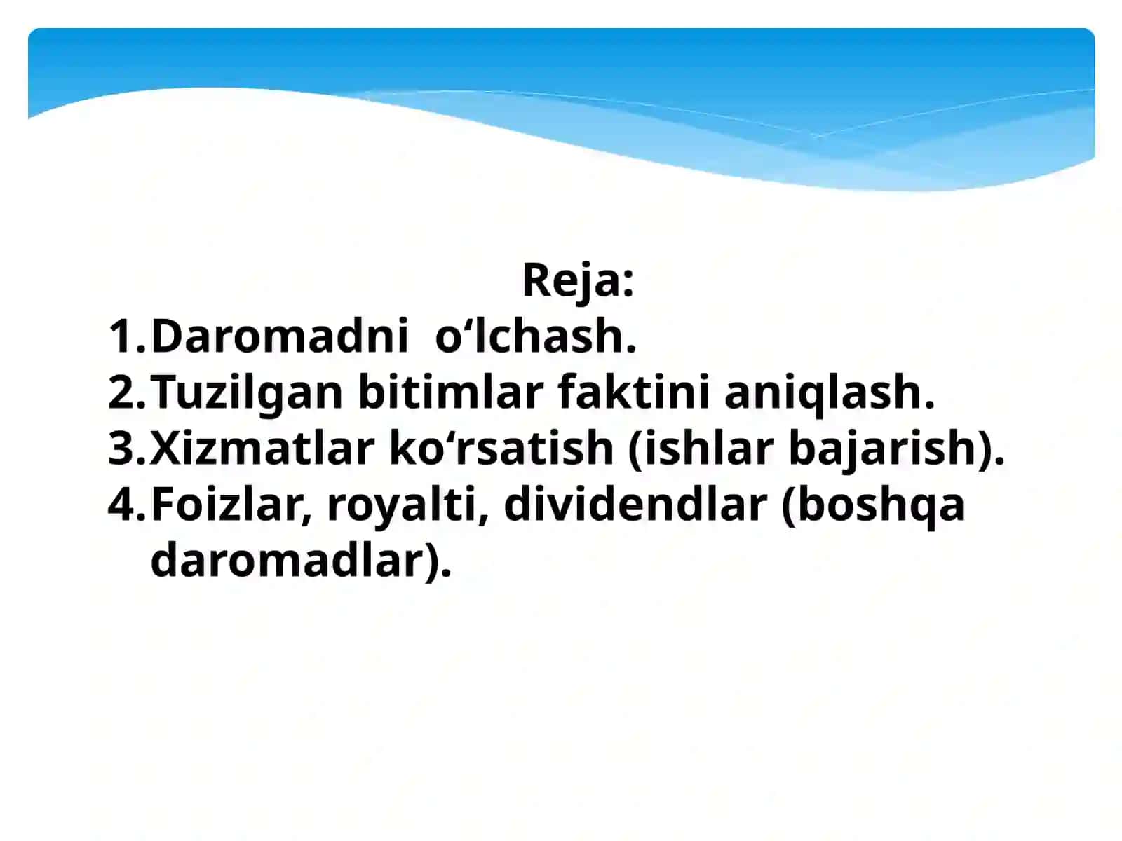 Asosiy xo'jalik faoliyatidan tushgan daromadlar 2