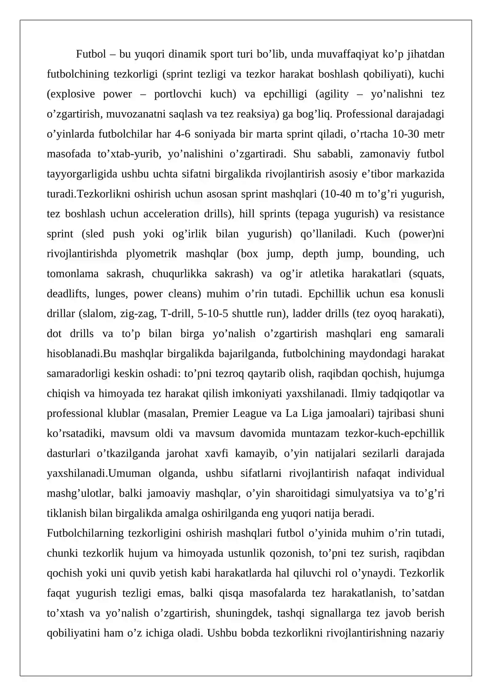Futbolchilarning tezkorligini, kuchi va epchilligini oshirishga xos umumiy mashqlar 2