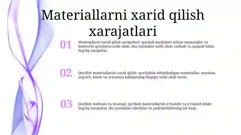 Qurilish Materiallari Buyumlari Va Konsturuksiyalari Xarajatlari 2