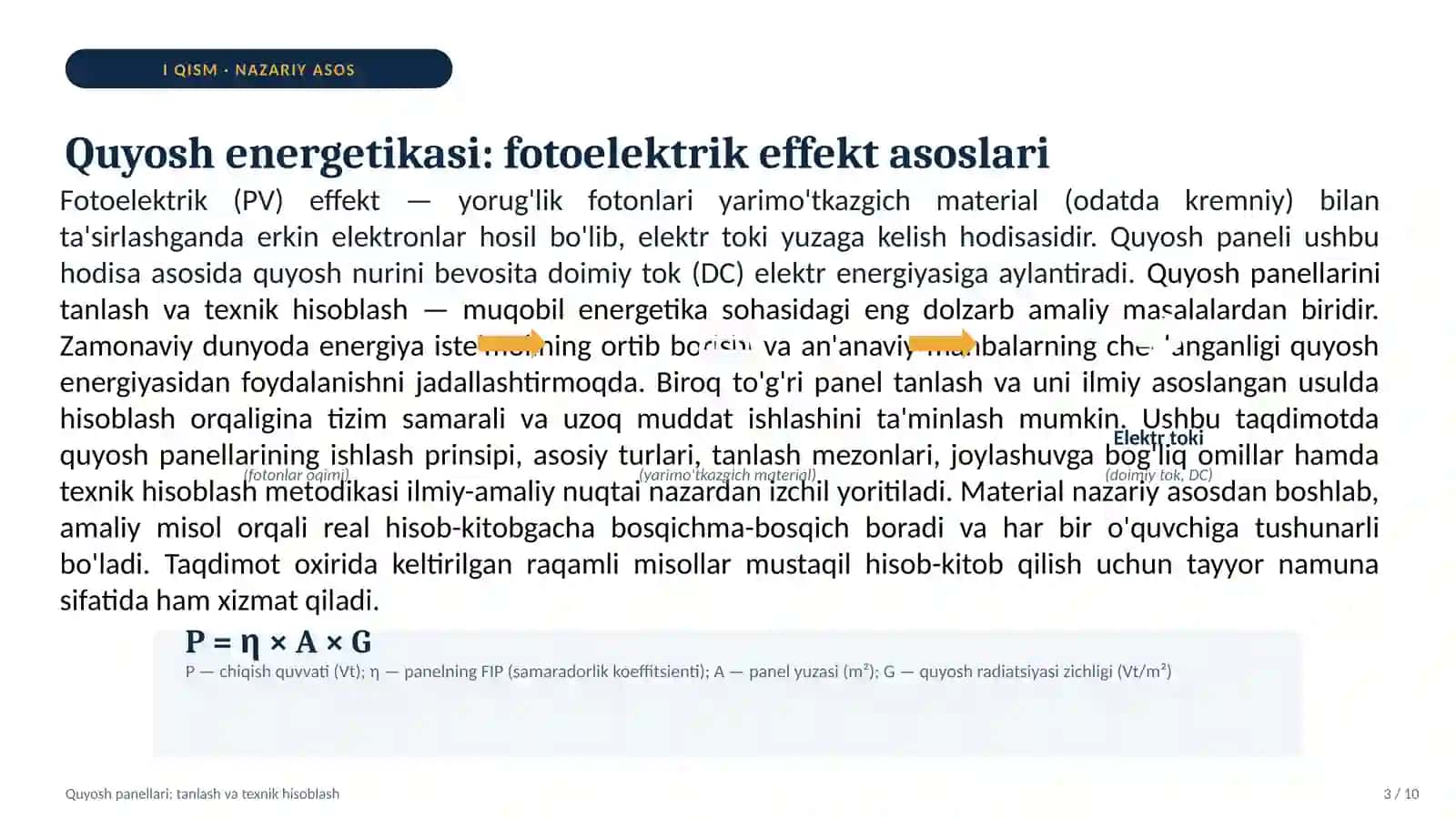 Quyosh Panellarini Tanlash va Texnik Hisoblash 2