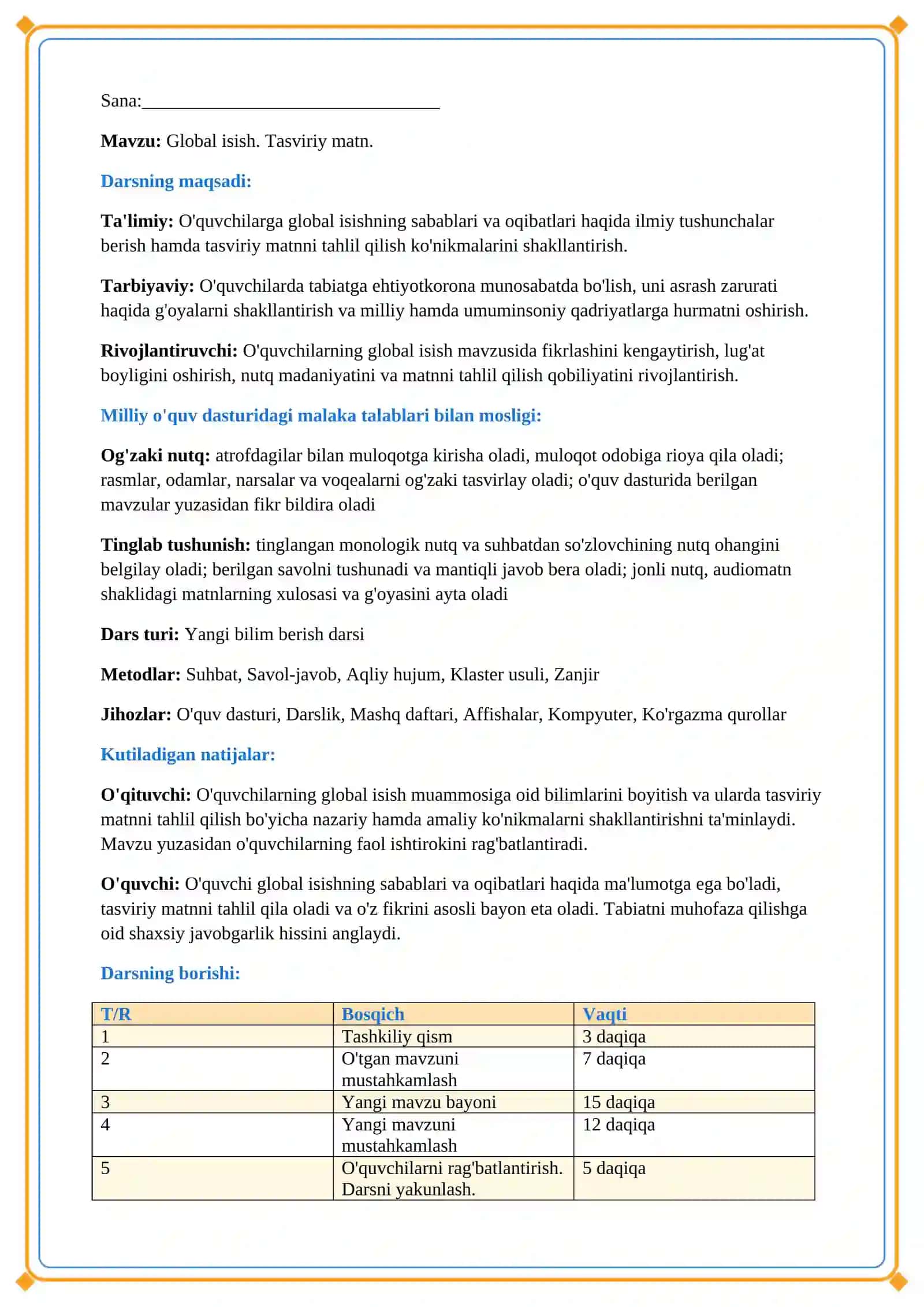 Lesson on Global isish. Tasviriy matn. 2