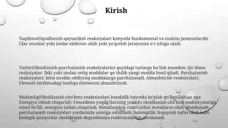 Oksidlanish Qaytarilish Reaksiyalarining Turlari Va Ahamiyati 2