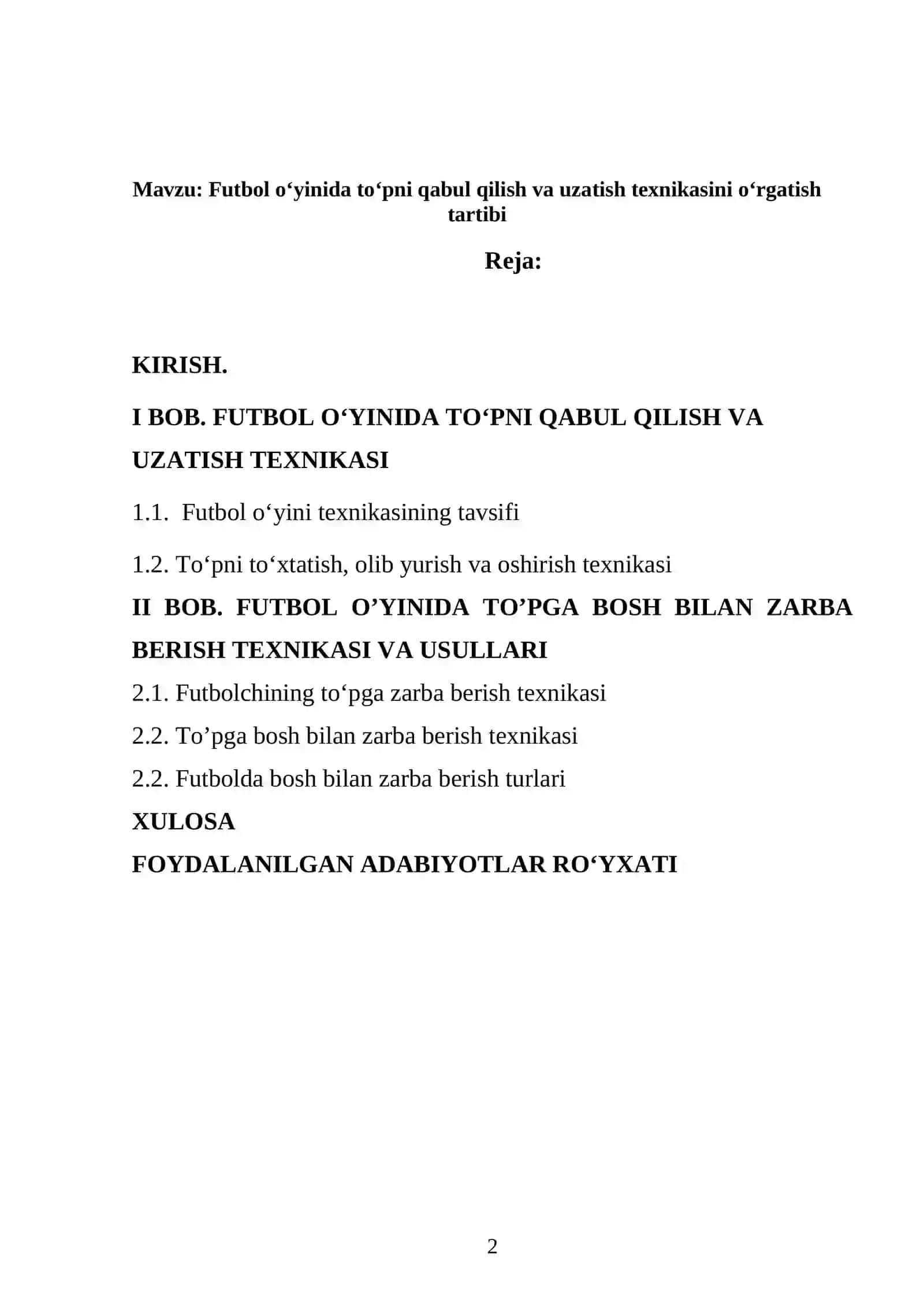 Futbol oʻyinida toʻpni qabul qilish va uzatish texnikasini oʻrgatish tartibi 2