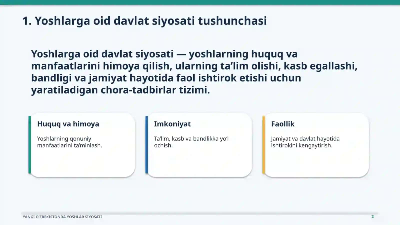 Yoshlarga oid davlat siyosati tushunchasi 2