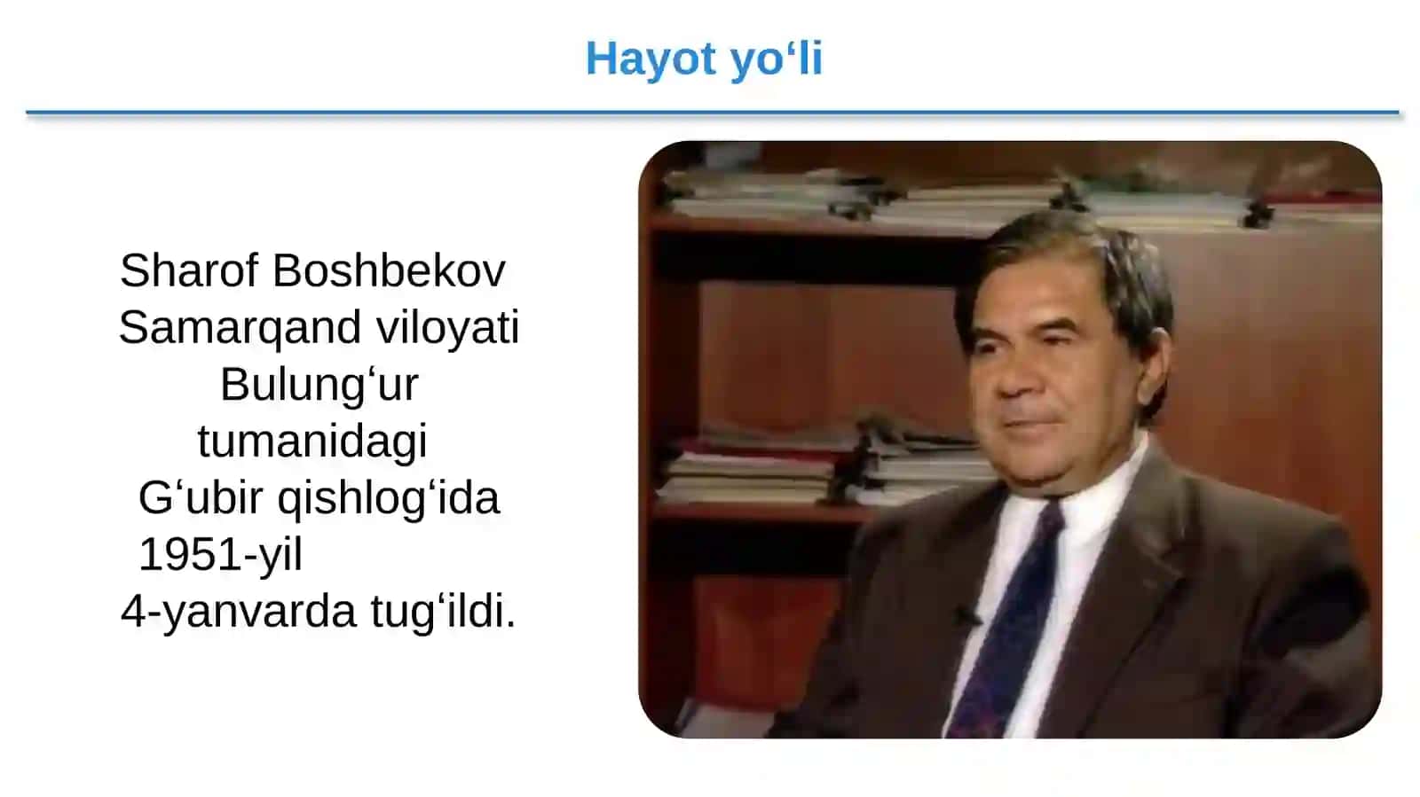 9-sinf Adabiyot fanidan Sharof Boshbekov hayoti va ijodi dars taqdimoti 2