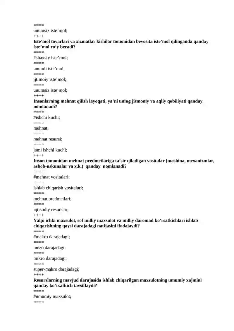 IQTISODIYOT NAZARIYASI 1 FANIDAN TEST 2