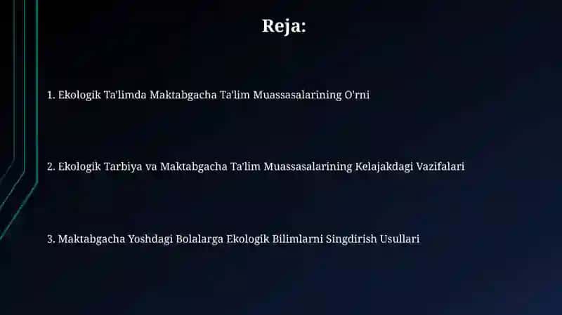Ekologik Ta'limda Maktabgacha Ta'lim Muassasalarining O'rni 2