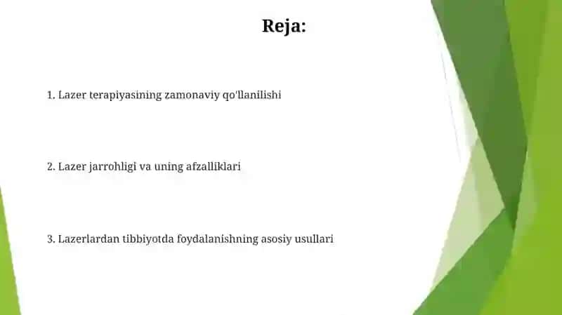 Lazerning tibbiyotda qo'llanilishi 2