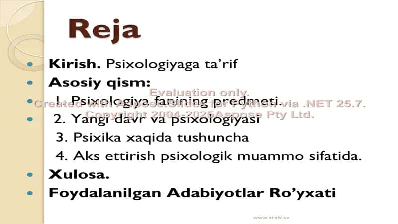 Psixologiya fani haqida taqdimot 2