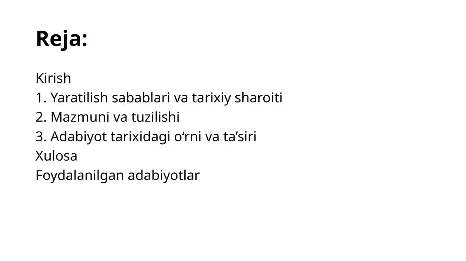 "Shajarai turk" asarining adabiyot tarixidagi o’rni 2