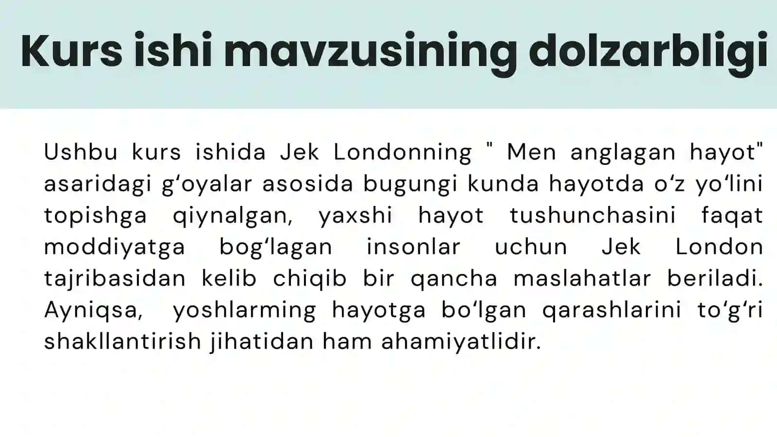 "Men anglagan hayot" asarida hayot haqida qarashlar tasviri 2