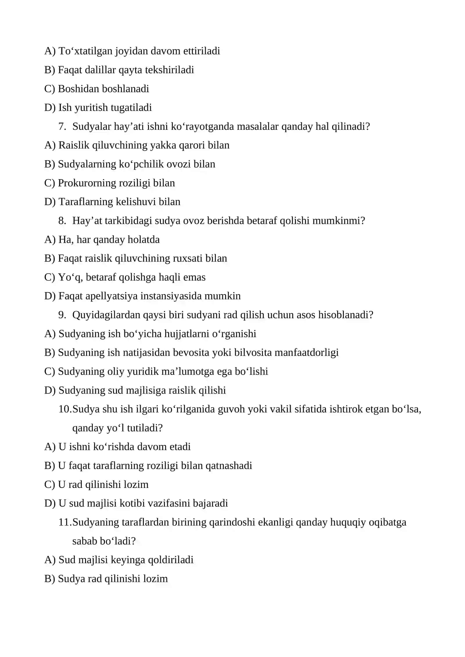 Fuqarolik protsessual huquqi fanidan testlar 2