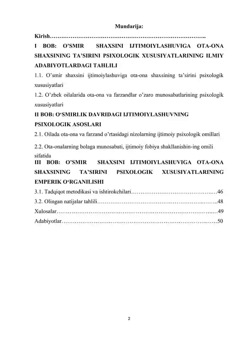 O’SMIR SHAXSINI IJTIMOIYLASHUVIGA OTA-ONA SHAXSINING TA’SIRINI PSIXOLOGIK XUSUSIYATLARI. 2
