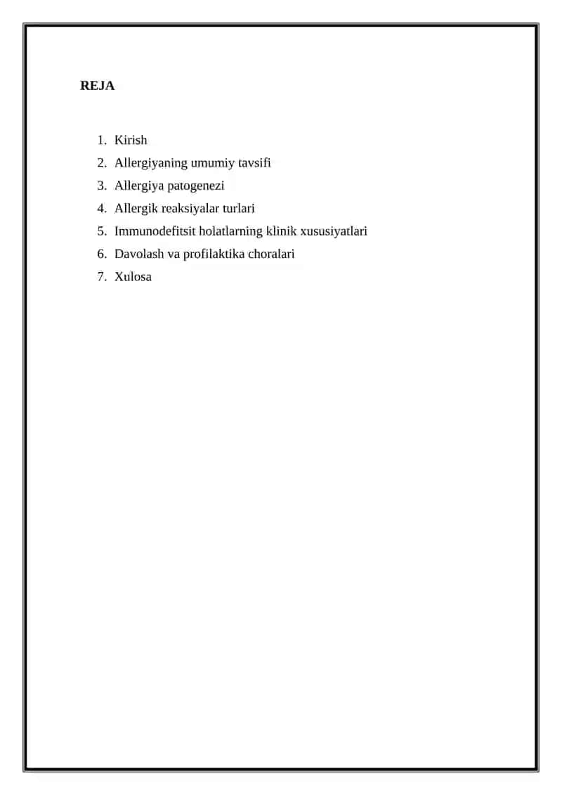 Allergiya. Immunodefitsit holatlar 2