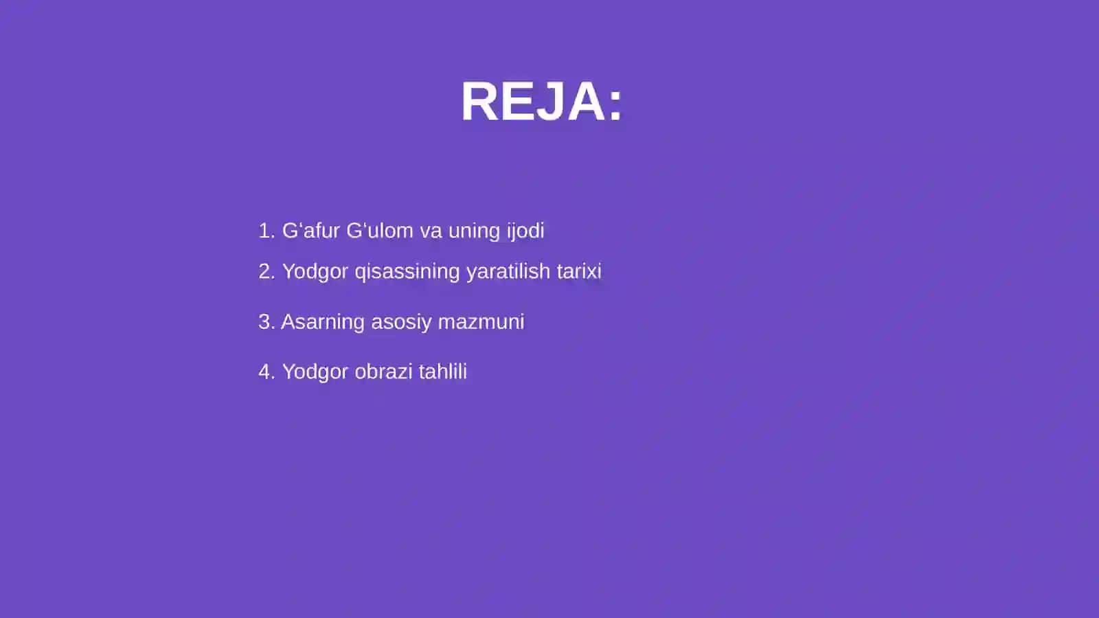 Gʻafur Gʻulom Yodgor qisassi tahlili 2