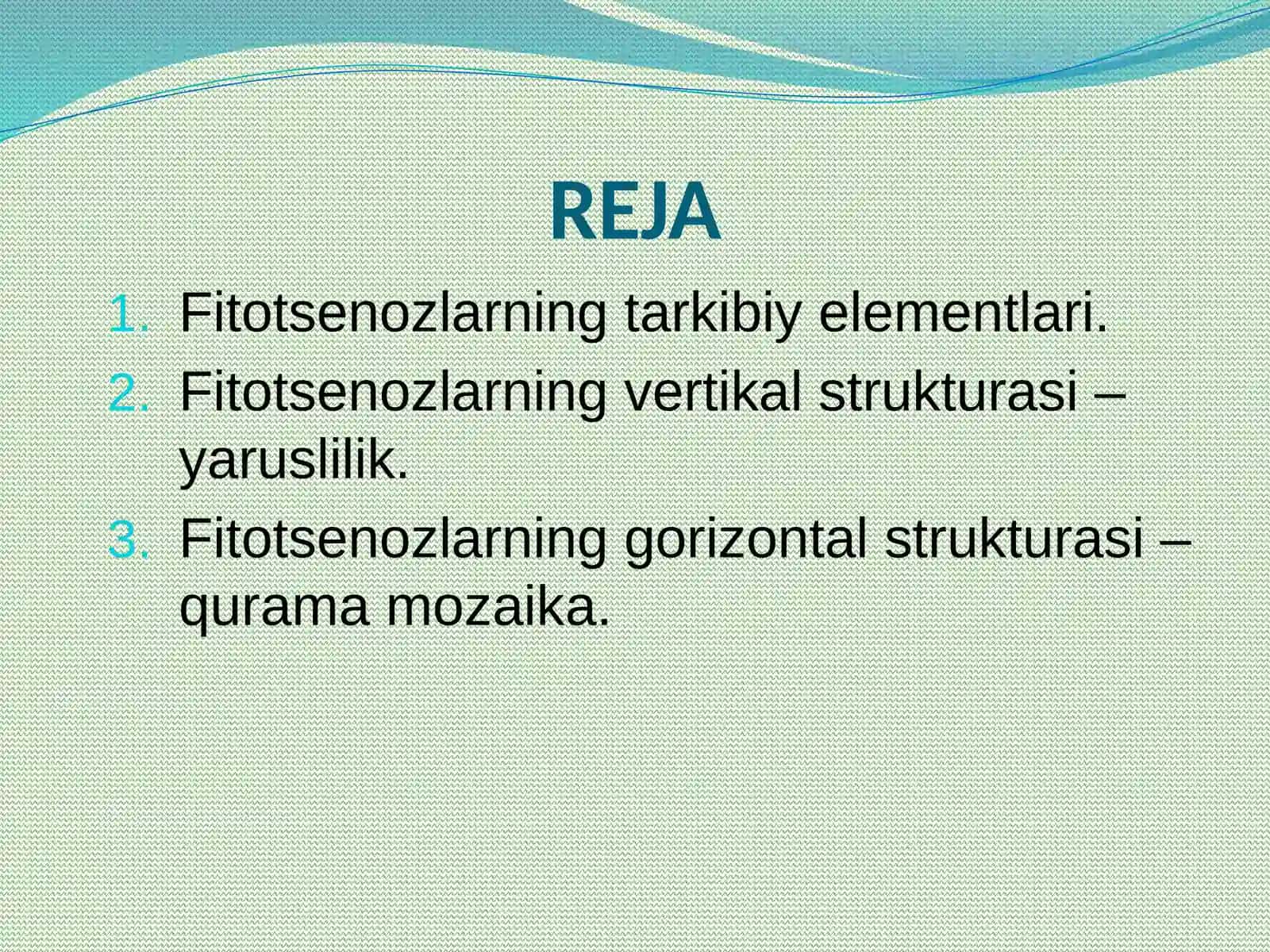 Fitotsenozlarning tarkibi va strukturasi 2